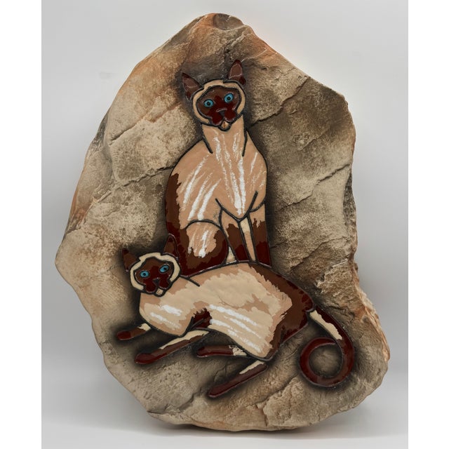 Rare Monrovia Hagen Renaker Double Siamese Cat Wall Plaque Chalkware MCM Decor For Sale - Image 13 of 13