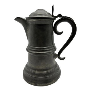 Antique American Pewter Flagon, by Smith & Feltman of Albany, Ny, Circa 1850 For Sale