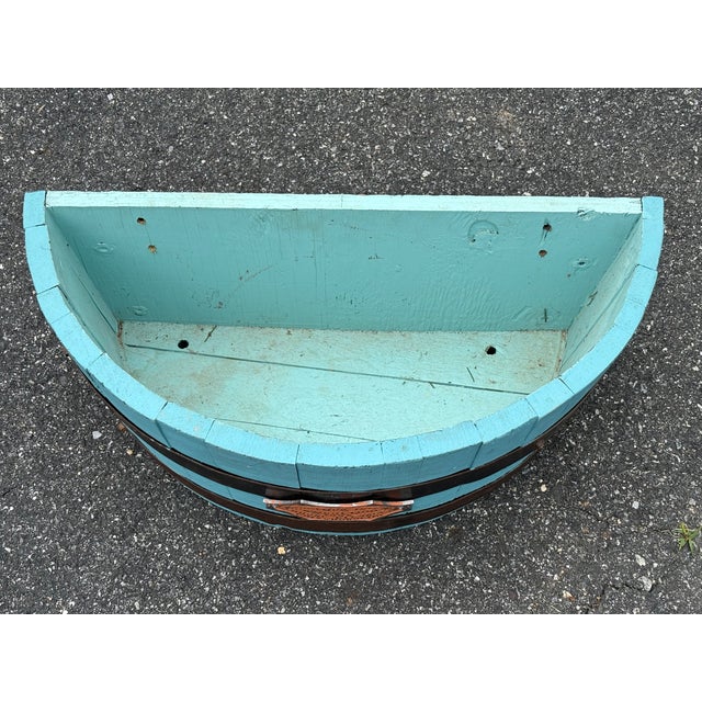 French Mid 20th Century Tiffany Blue French Planter W/ Plaque For Sale - Image 3 of 7
