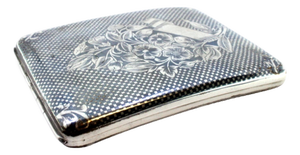 Nickel-Plated Silver Cigarette Case with Flowers and Hinged Lid
