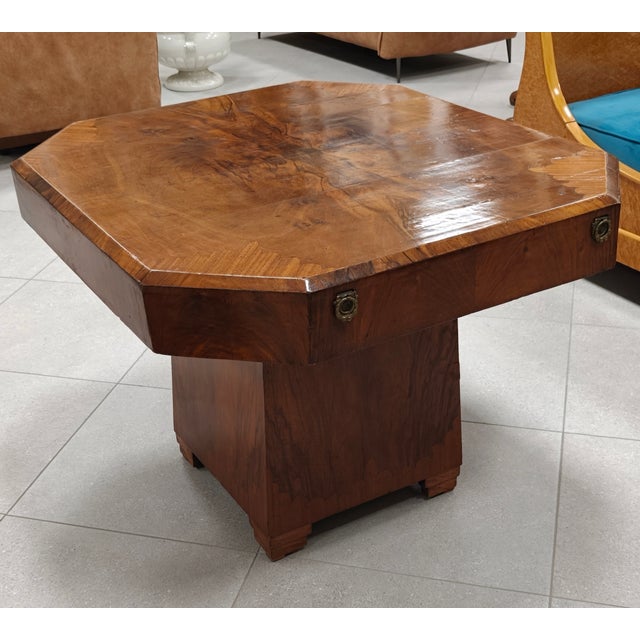 Art Deco Octagonal Walnut Table, 1940s For Sale - Image 11 of 11