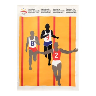 992 Barcelona Olympic Poster, Track Runners B92 - Pati Nunez For Sale