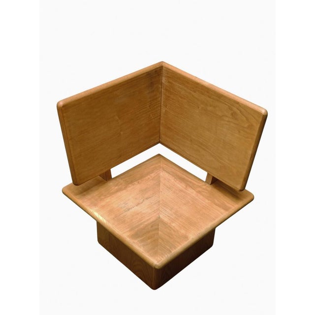 Mid-Century Modern Vintage Oak Bench Chair, Italy, 1980s For Sale - Image 3 of 9