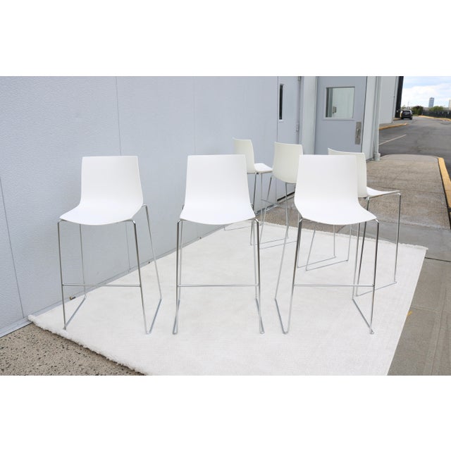 White Lievore Altherr Molina for Arper Stackable Catifa Bar Stools, Set of Six, Italy For Sale - Image 8 of 18