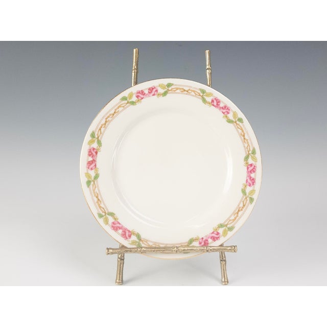 Ceramic w.m. Guerin Limoges “Rose & Stem” 4-Piece Place Setting, Hand-Gilded French Porcelain Circa 1900–1930 For Sale - Image 7 of 18