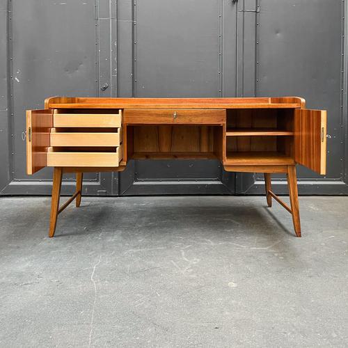 Mid-Century Walnut Veneer Desk For Sale - Image 3 of 18