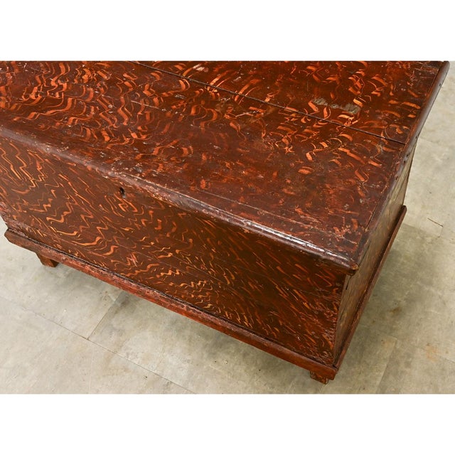 Folk Art Swedish 19th Century Faux Bois Petite Painted Trunk For Sale - Image 3 of 10