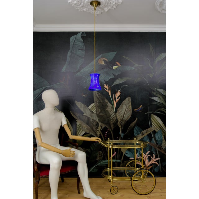 Mid-Century Modern Blue Enameled Iron Pendant Light, 1960s For Sale - Image 3 of 18