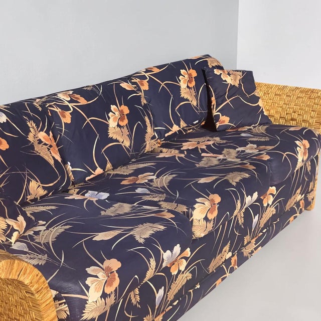 1980s Vintage Coastal Wicker Rattan Sofa For Sale In Miami - Image 6 of 10