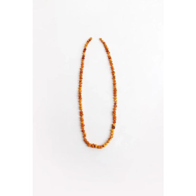 Yellow Vintage Orange Amber Beaded Necklace, 1960s For Sale - Image 8 of 8