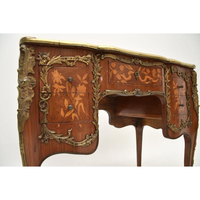 Brown Vintage French Louis XVI Style Knee Hole Desk, 1930s For Sale - Image 8 of 12