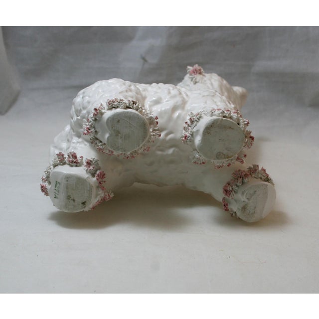 Mid Century Ceramic Baby Donkey Planter Pink & White Spaghetti Detail For Sale - Image 10 of 10