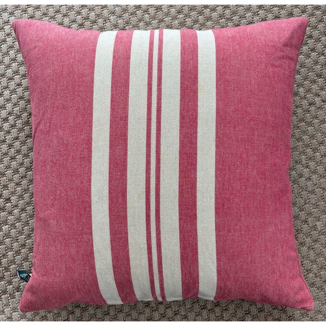 Ralph Lauren Ralph Lauren Pillow Pink and White Striped Throw Pillow, Down-Filled For Sale - Image 4 of 4