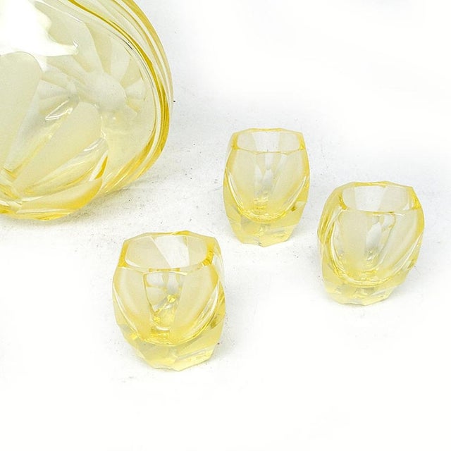 Yellow Art Deco Liquor Set from Moser, Czechoslovakia, 1930s, Set of 7 For Sale - Image 8 of 18