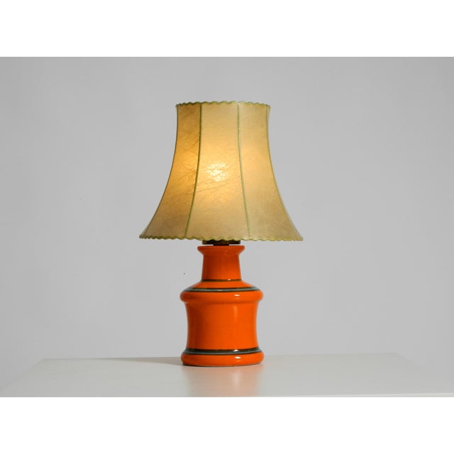 1960s Orange Ceramic Table Lamp with Cocoon Shade | Made in Italy For Sale - Image 6 of 18