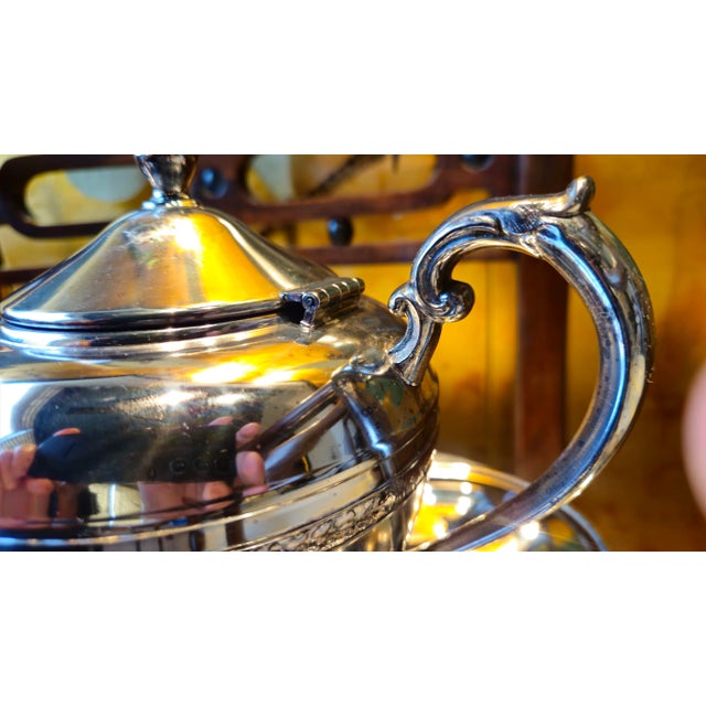 Antique Warren Plate Silver Plated Tea Set- 5 Pieces For Sale - Image 4 of 12