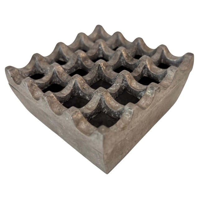 Gray Mid-Century Modern Danish Geometric Op-Art Metal Ashtray For Sale - Image 8 of 10