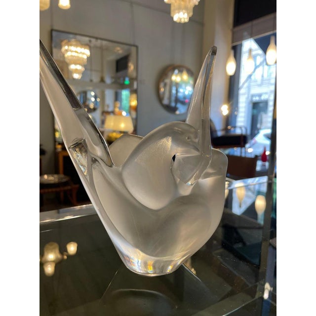 Frosted Crystal Vase fom Lalique, France, 1956 For Sale - Image 3 of 12