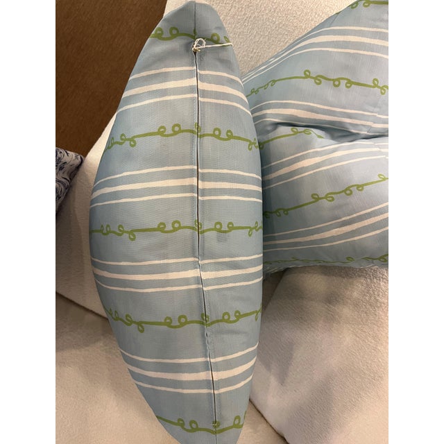 Contemporary Truett Cotton/Linen Blend 22" X 22" Blue Striped Pillow For Sale - Image 3 of 3