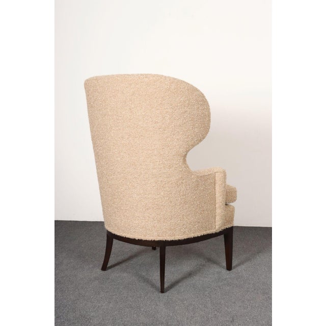 Deco Mahogany and Bouclé Wingback Chair by Edward Wormley for Dunbar Model 103b For Sale - Image 10 of 18