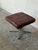 Mid-Century Modern Square Patchwork Brown Leather Ottoman With Chrome Base Vintage Mid-Century Modern 1970s For Sale - Image 3 of 10