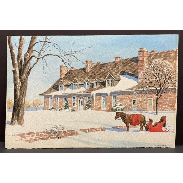 1970s 1978 Percy Roy Wilson Trestler House Watercolor For Sale - Image 5 of 7