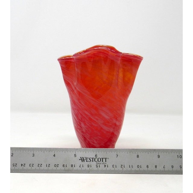 Orange & White Glass Handkerchief Vase For Sale - Image 9 of 9