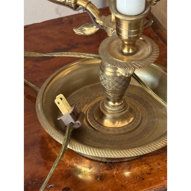 Late 20th Century French Tole Bouillotte Lamp With Green Shade and Dolphin Arms For Sale - Image 10 of 10