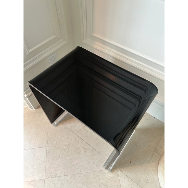 Mid-Century Modern Vintage 1980’s Black Acrylic Stool /Bench For Sale - Image 3 of 12