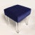 Mid-Century Modern Navy Velvet Low Stools With Lucite Legs, Pair For Sale - Image 3 of 5