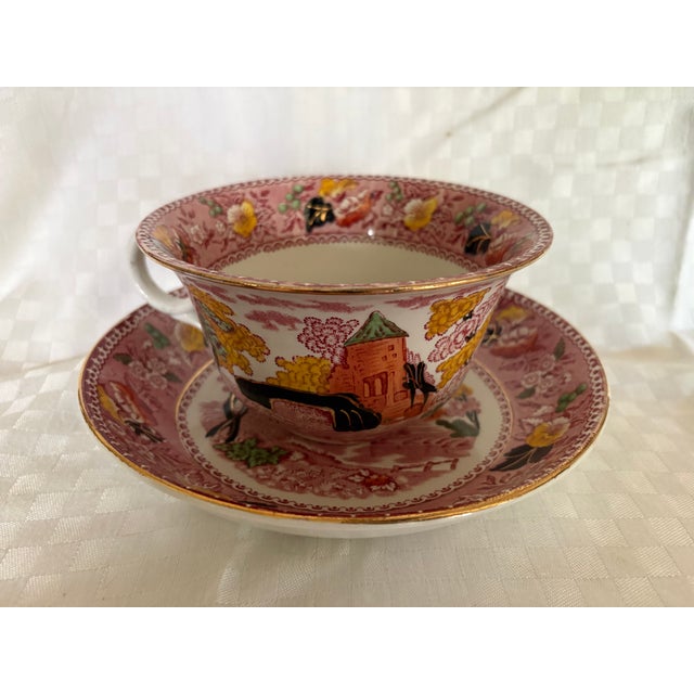 Mid 19th Century Hand Painted Staffordshire Oversized Cup and Saucer For Sale - Image 13 of 17