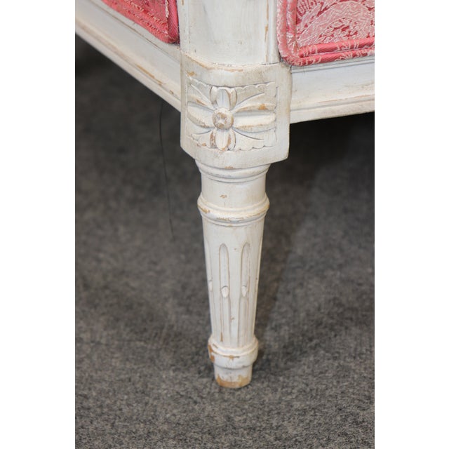 1950's Pair Beautifully Tailored French Louis XVI Style Painted Bergere Chairs For Sale In Philadelphia - Image 6 of 9