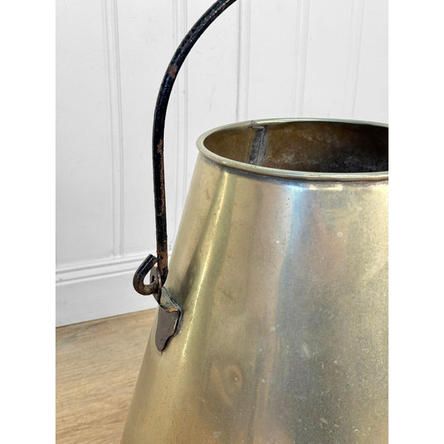 Antique Farmhouse Nickel Plated Brass Conical Cone Milking Can For Sale - Image 9 of 11