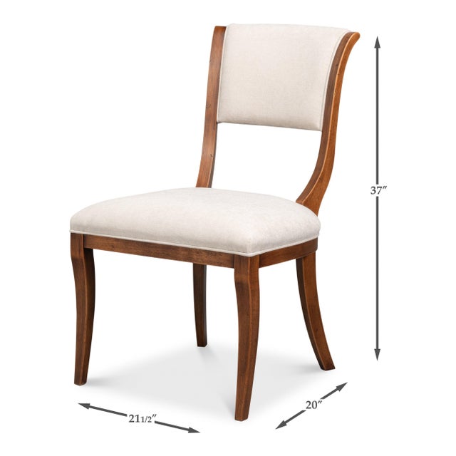 Klismos Dining Chairs in Antiqued Walnut and Cream, Sets of 2 For Sale - Image 11 of 11