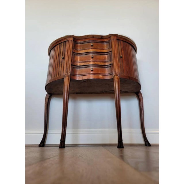 Scarce 18th Century French Louis XV Period Walnut Tambour Door Sideboard For Sale - Image 4 of 13