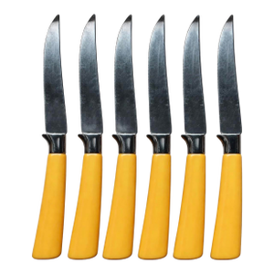 Vintage Peeredge Regent Sheffield Yellow Handle Stainless Steel Steak Knives – Set of 6