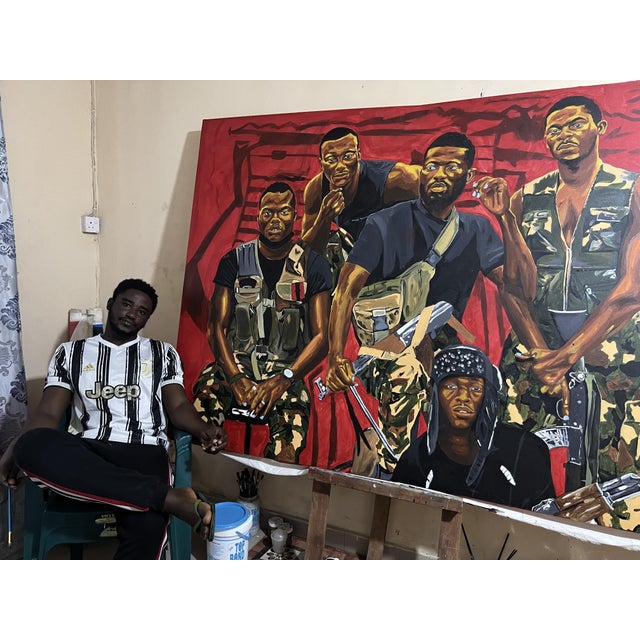 I painted The Best of Men to explore the visceral reality of masculine protection and the inherent honor found in service....