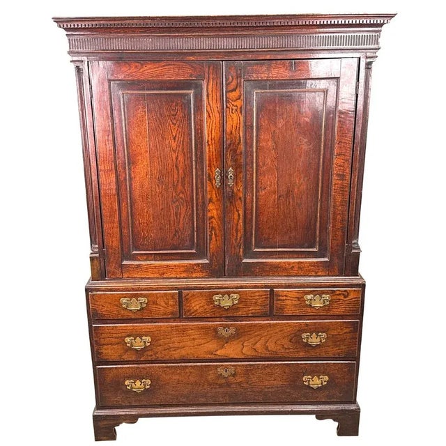 Antique Georgian Oak Press Cupboard, 1750 For Sale - Image 12 of 13