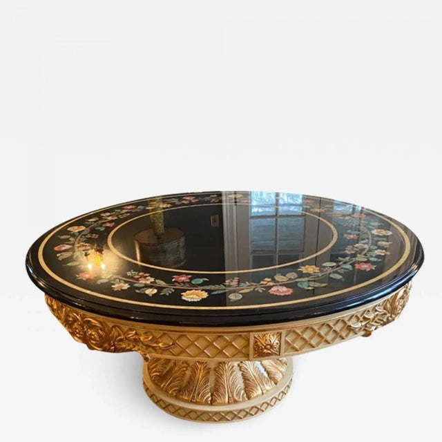 1980s Modern Neoclassical Pietra Dura Style Dining Table For Sale - Image 13 of 13