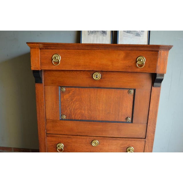 Antique Oak Empire Secretaire Desk For Sale - Image 5 of 14