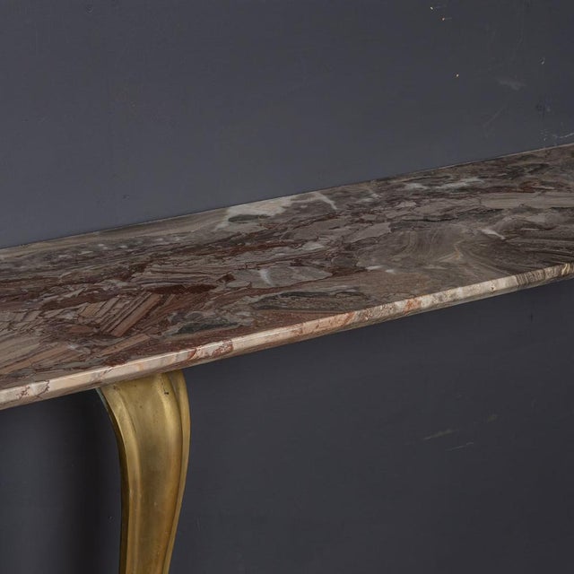 Mid-Century Italian Brass and Marble Console with Mirror, 1950s, Set of 2 For Sale - Image 10 of 18