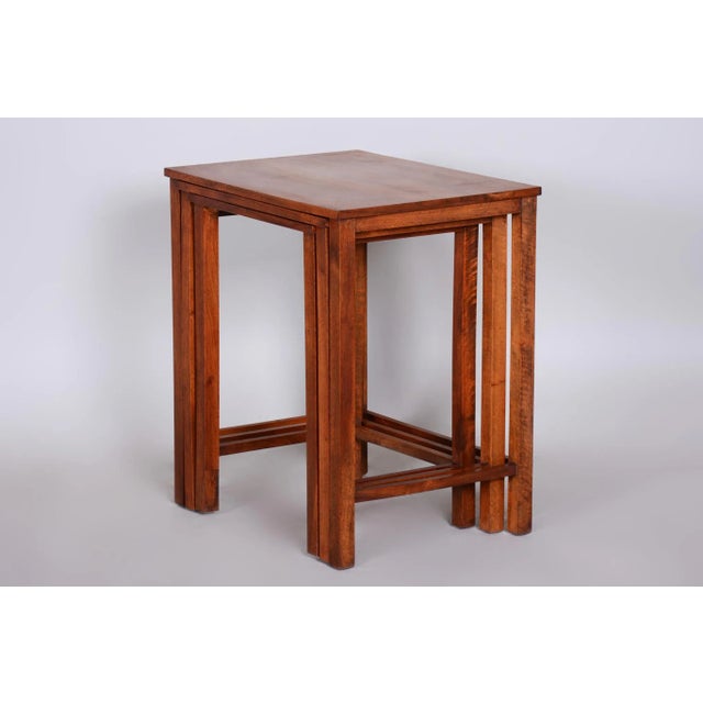 Mid-Century Walnut Nesting Tables, 1930s, Set of 3 For Sale - Image 6 of 10