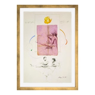 Michael Gorban, Flexing, Large Original Mixed Media on Paper, Signed, 34 X 26 In. Framed For Sale
