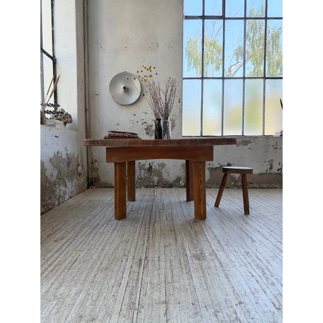Brown Constructivist Round Pine Table, 1950s For Sale - Image 8 of 18