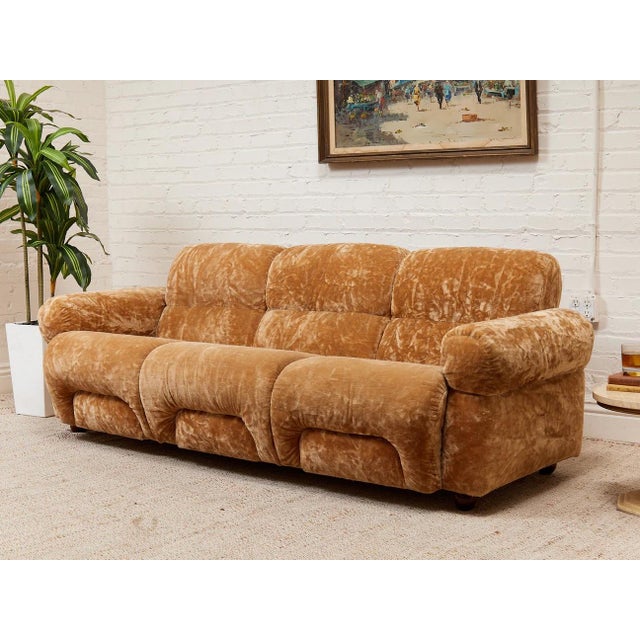 Vintage 70’s Italian Velvet Sofa For Sale - Image 12 of 12