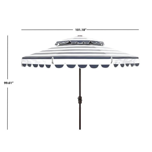 Contemporary Vienna 9 Ft Double Top Umbrella - Navy/White For Sale - Image 3 of 4