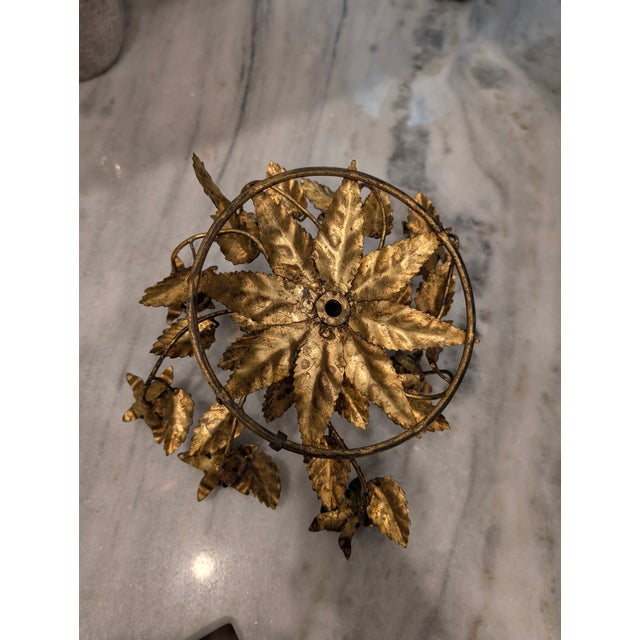 Vintage Italian Tole Gold Rose Hollywood Regency Centerpiece For Sale - Image 14 of 16