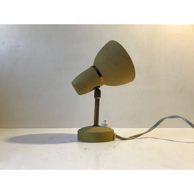 Scandinavian Pastel Yellow Wall Lamp in Brass & Aluminium, 1950s For Sale - Image 4 of 12