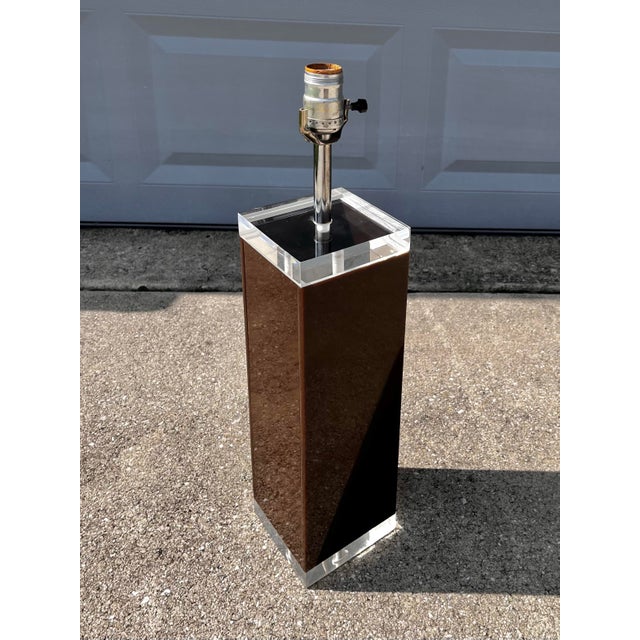 George Bullio Vintage Smoked Brown Lucite Block Lamp | by George Bullio C. 1970s For Sale - Image 4 of 10