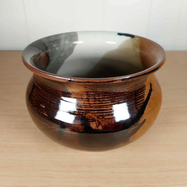 Glazed Studio Art Pottery Bowl Planter Earthenware Handmade Shoji Hamada Style For Sale In Seattle - Image 6 of 10
